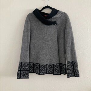 Betty Betty Wool Blend Gray Sweater Poncho Minimalist Church Office Large